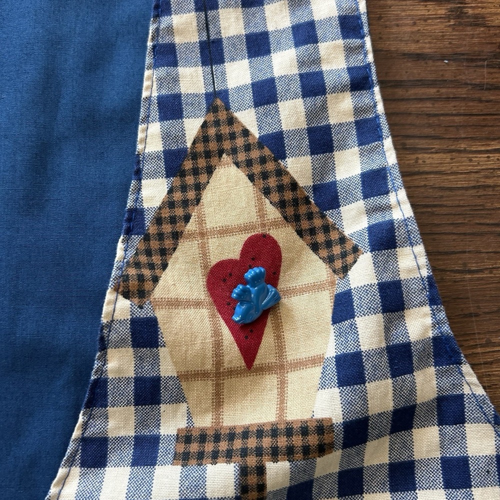 Handmade Blue Gingham Sunflower Appliqué Novelty Button Vest Cottagecore OS - Picture 14 of 15